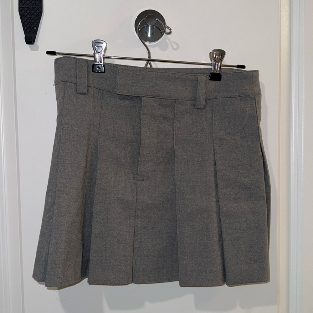 Open Edit Pleated A-Line Mini Skirt - Grey